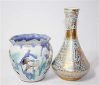 Glazed Pottery Candle Holder and Vase
