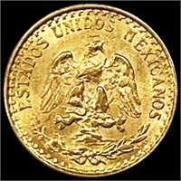 1920 Mexico Gold 2 Pesos UNCIRCULATED