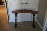 Kidney shaped hall table, 38 X 11 X 26"H, some