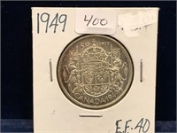 1949  Can Silver 50 Cent Piece  EF40