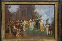 VERY LARGE FRAMED LITHOGRAPH - COURT OF LOUIS XIII