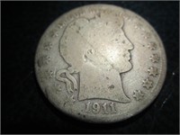 1911 D Barber Half Dollar