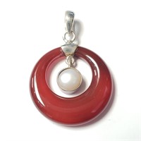 $80 Silver Pearl And Genuine Gemstone Pendant