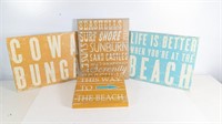 (4) SIXTREES Wooden Beach Signs
