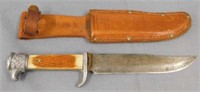 Unmarked sheath knife w/ Falcon or Eagle head