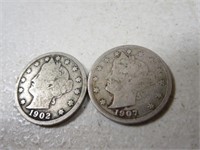 1902 & 1907 Liberty Head V Nickels