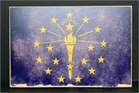 Indiana State Flag Print on Wood