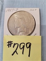 1927D Peace Silver Dollar - AU