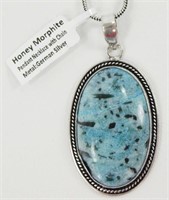 Honey Morphite Pendant Necklace w/ Chain - Metal: