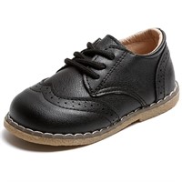 C322  DADAWEN Boys Black Oxford Shoes, 6.5 Toddler