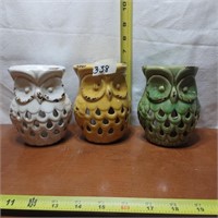 LOT OF 3 OWLS POTTERY