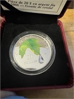 2008 $20 SILVER COIN -  CRYSTAL RAINDROP