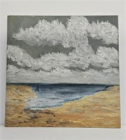 STORMY BEACH OIL ON CANVAS - 36" SQUARE