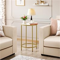 G1099  Gold Metal End Table with Glass Top