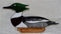 Leaded Glass Duck & Stand 16"l