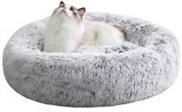 20in Faux Fur Pet Bed - Light Grey