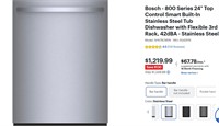 Bosch 24" Smart Built-In StainlessSteelDishwasher