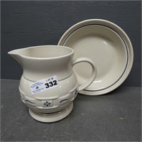 Longaberger Blue Pottery Pitcher & Pie Plate