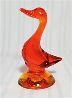 Art Glass Amberina Goose Figurine - Red Orange