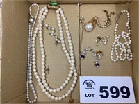 PEARL NECKLACE AND EARRINGS
