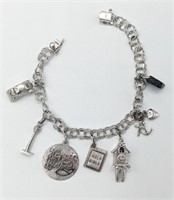 Sterling Silver Charm Bracelet W. Sterling Charms