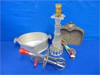 Vintage Kitchen Items & Antique Glass Lamp Base