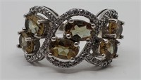 MATIS Signed Sterling Silver Ring with Crystals.