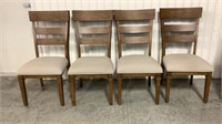 4 Wood Chairs W/ Fabric Foam Seat Cushions