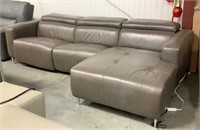 2 Pc Leather Chaise Power Recline Sectional Sofa