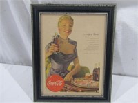 Coca Cola Ad In Frame Copyright 1952 12 1/2" x 10"