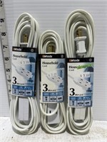 3 white extension cords