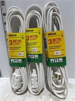 3 white extension cords