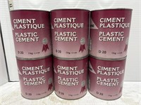 6 cans of plastic cement