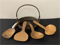 4 Carved Wooden Butter Paddles