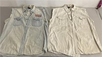 2 Denim Sleeveless Shirts- Men's, Large