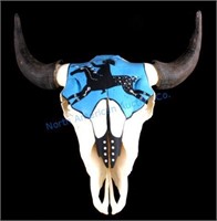 Sioux Native American Indian Painted Buffalo Skull