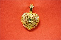 Vintage Heart Shaped Pendant With Rhinestones