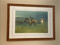 "The Stampede" Fredric Remmington Print Ca.1918