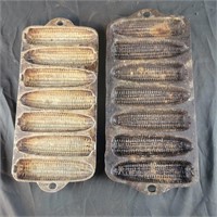 Two 7 ear corn bread pans - one is cast iron