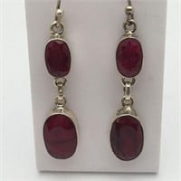 Sterling Silver And Ruby Earrings
