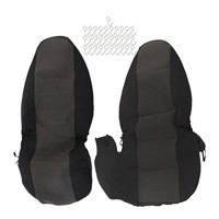 GENRICS 2 Pcs Car Seat Covers Black and Charcoal C