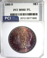 1882-S Morgan PCI MS65 PL Purple Toning