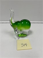 Art glass elephant sculpture green