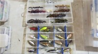 2 BOXES OF FISHING LURES, WORMS