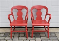 Pair of Painted Maple Arm Chairs