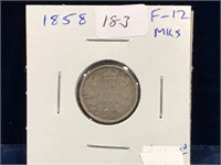 1858 Can Silver Ten Cent Piece  F12