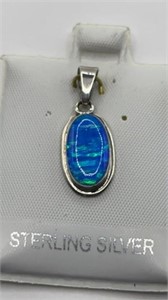 Blue Opal Sterling Pendant