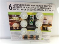6 LED Puck Lights with Remote Control NIB