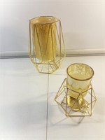 Set of 2 Hexagon Tea Light Candle Holders