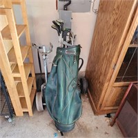 Golf Lot Bag, 2 Manual Caddies & Clubs